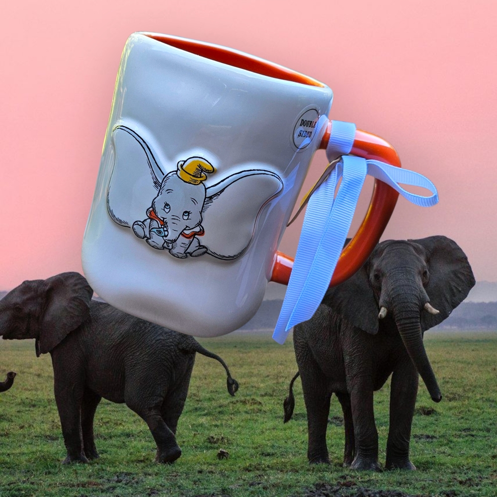 Rae Dunn New Disney Dumbo Sky's the Limit Mug with Orange Handle and Interior
